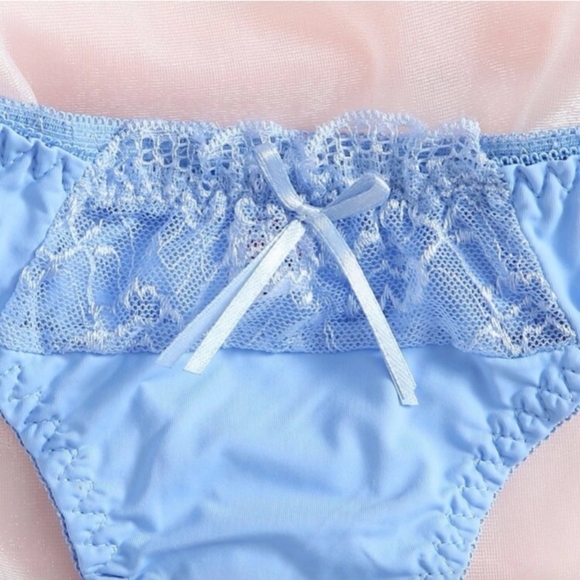 2pc-Periwinkle Blue Contrast Lace Super Push Up & Thong Lingerie Set-M - Picture 4 of 4